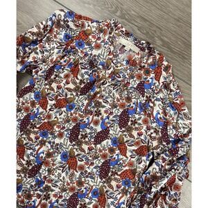 Loft Women's Long Sleeve Floral‎ Peacock Pattern Blouse Multicolor Size Small